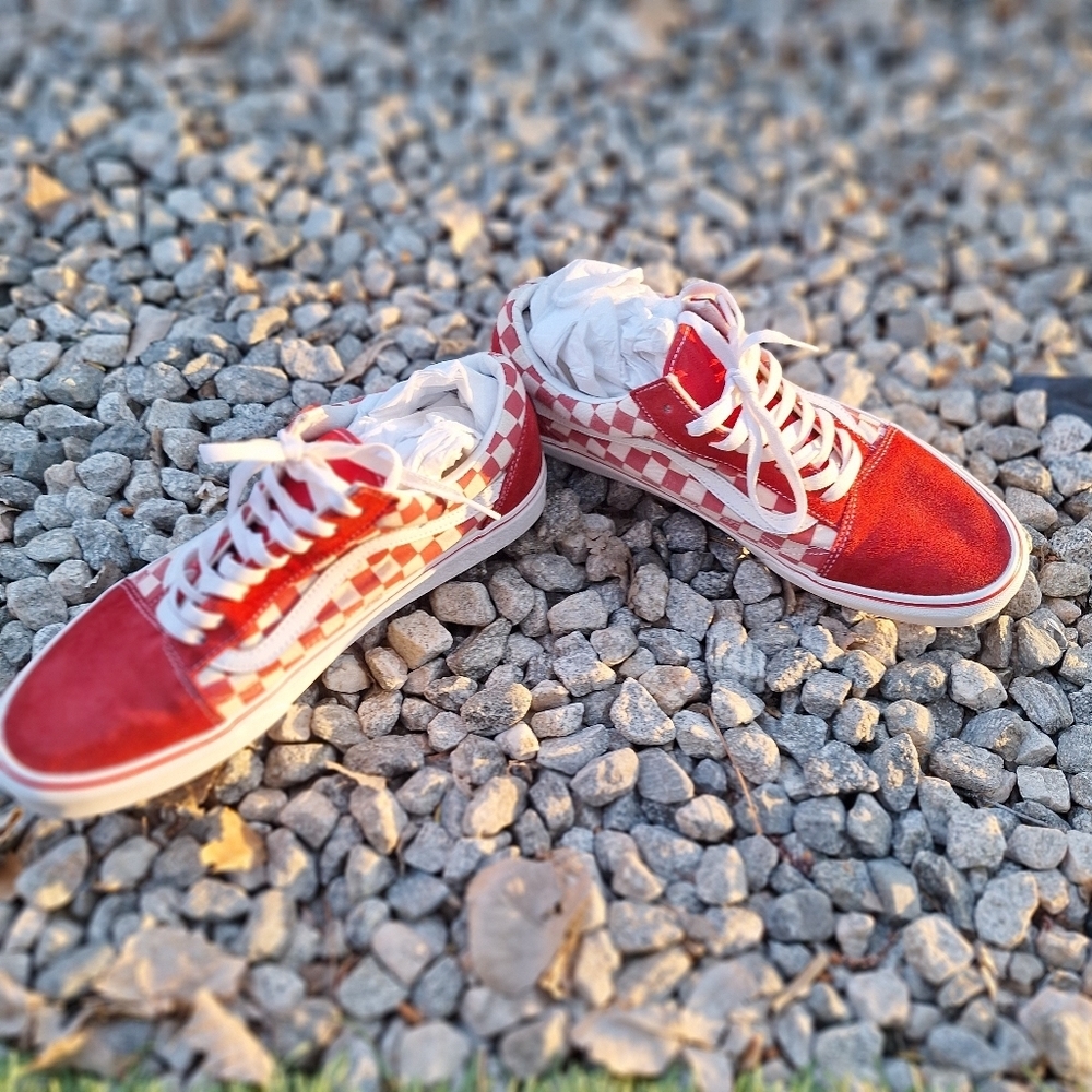 Vans Old Skool Checkerboard Racing Red & White 12 - Picture 3 of 9